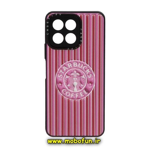 قاب گوشی Honor X6 - Honor X8 5G آنر پشت گلس آینه ای CASETIFY طرح استارباکس STARBUCKS محافظ لنزدار مشکی کد 102